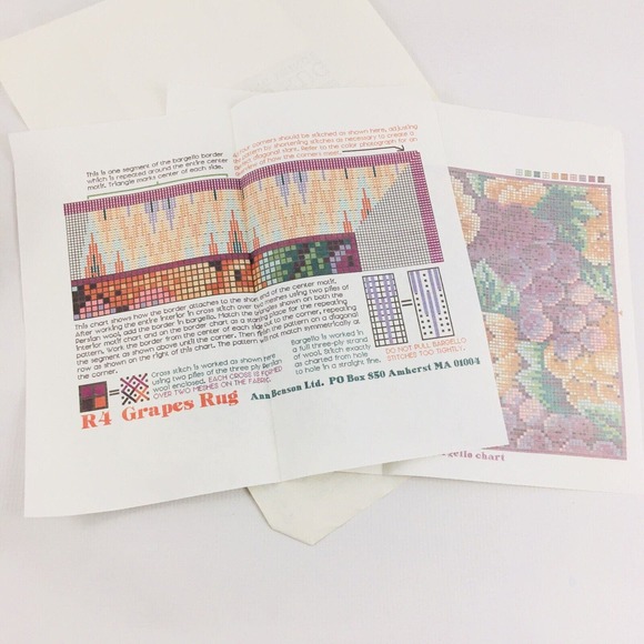Ann Benson R4 Grapes Rug Kit 24x39 Fringed Gourmet Needlecrafts Flaws Complete - Picture 9 of 12